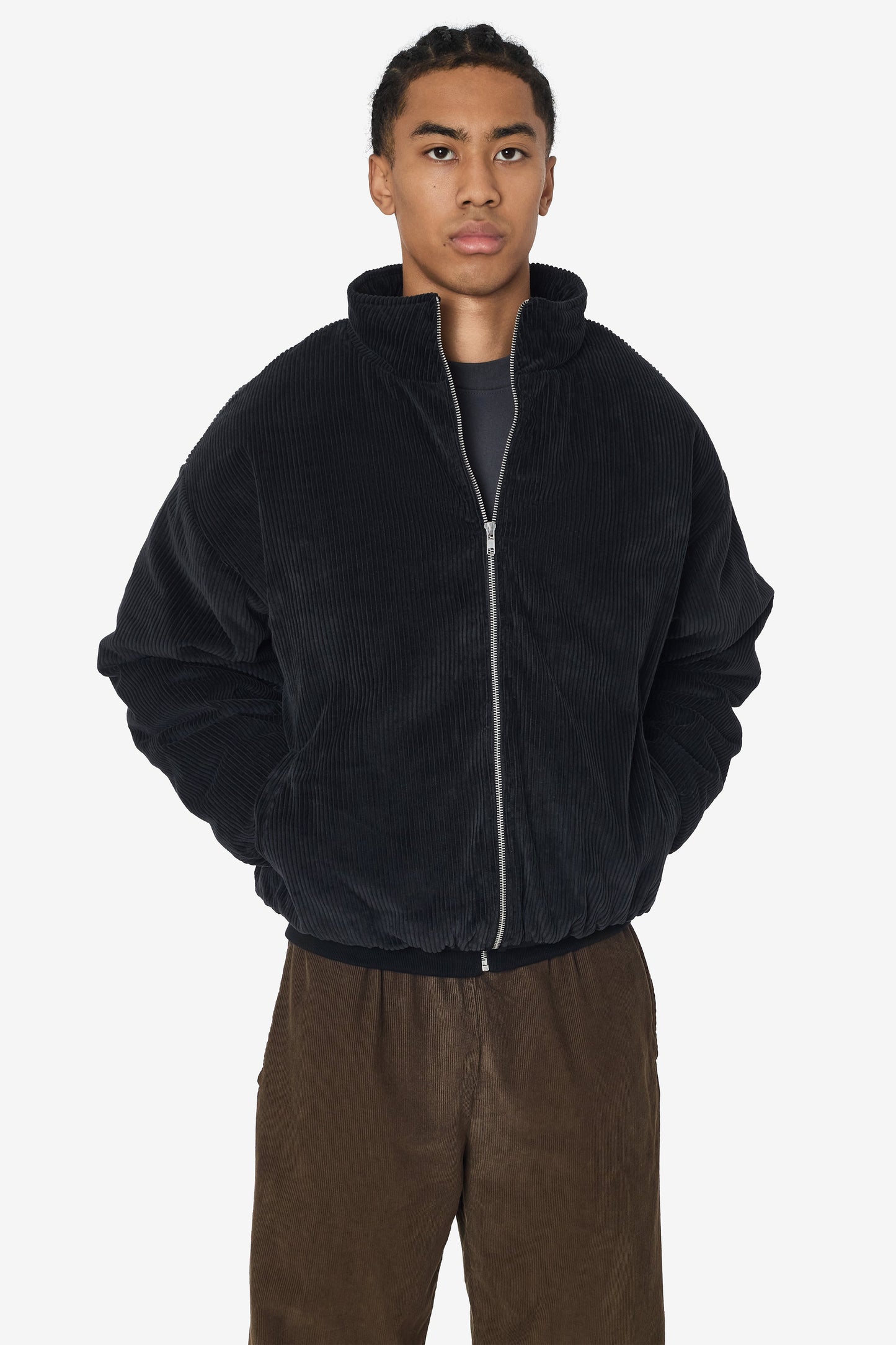 CD410PD - Corduroy Puffy Zip Up Jacket