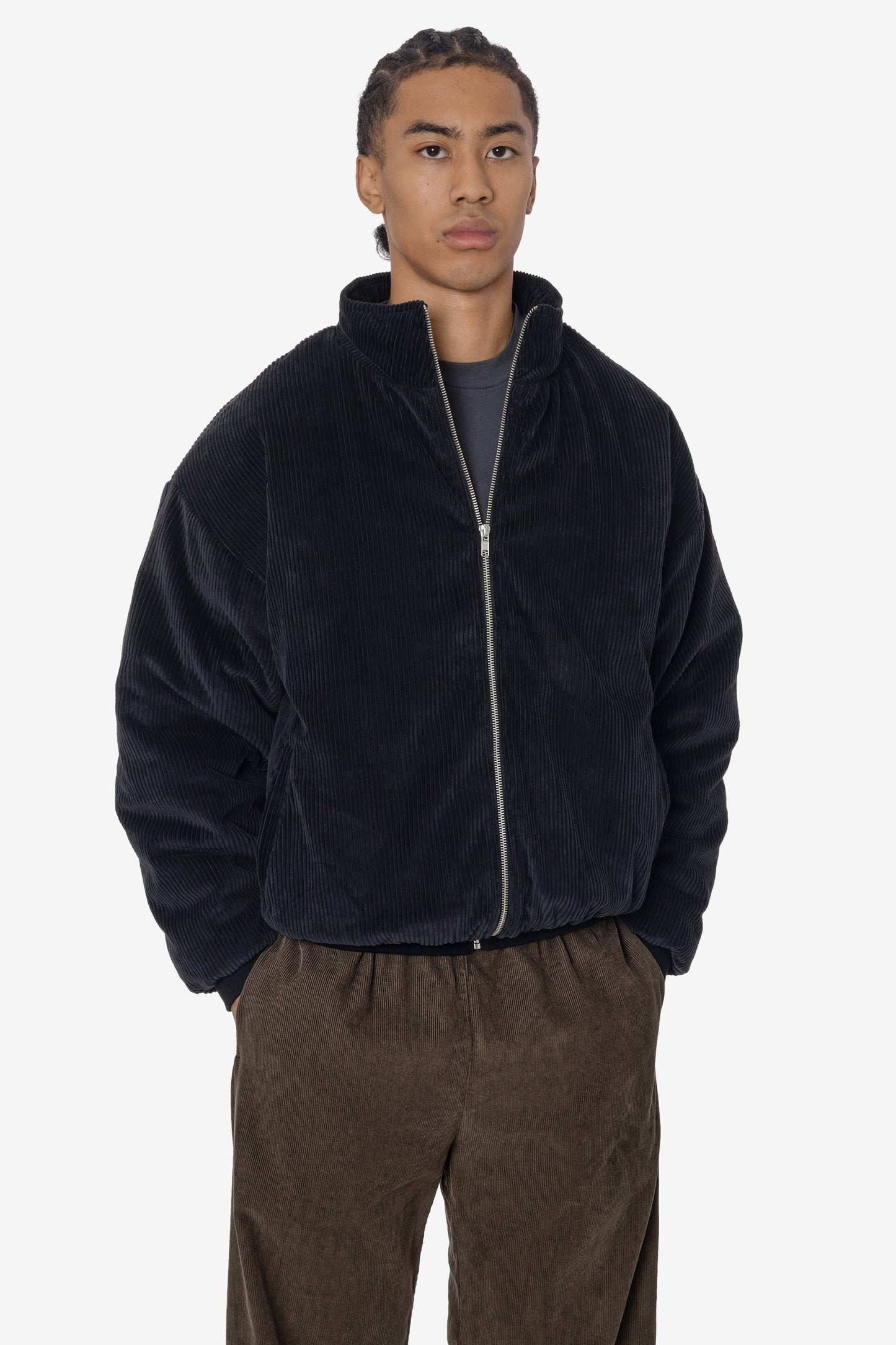 CD410PD - Corduroy Puffy Zip Up Jacket