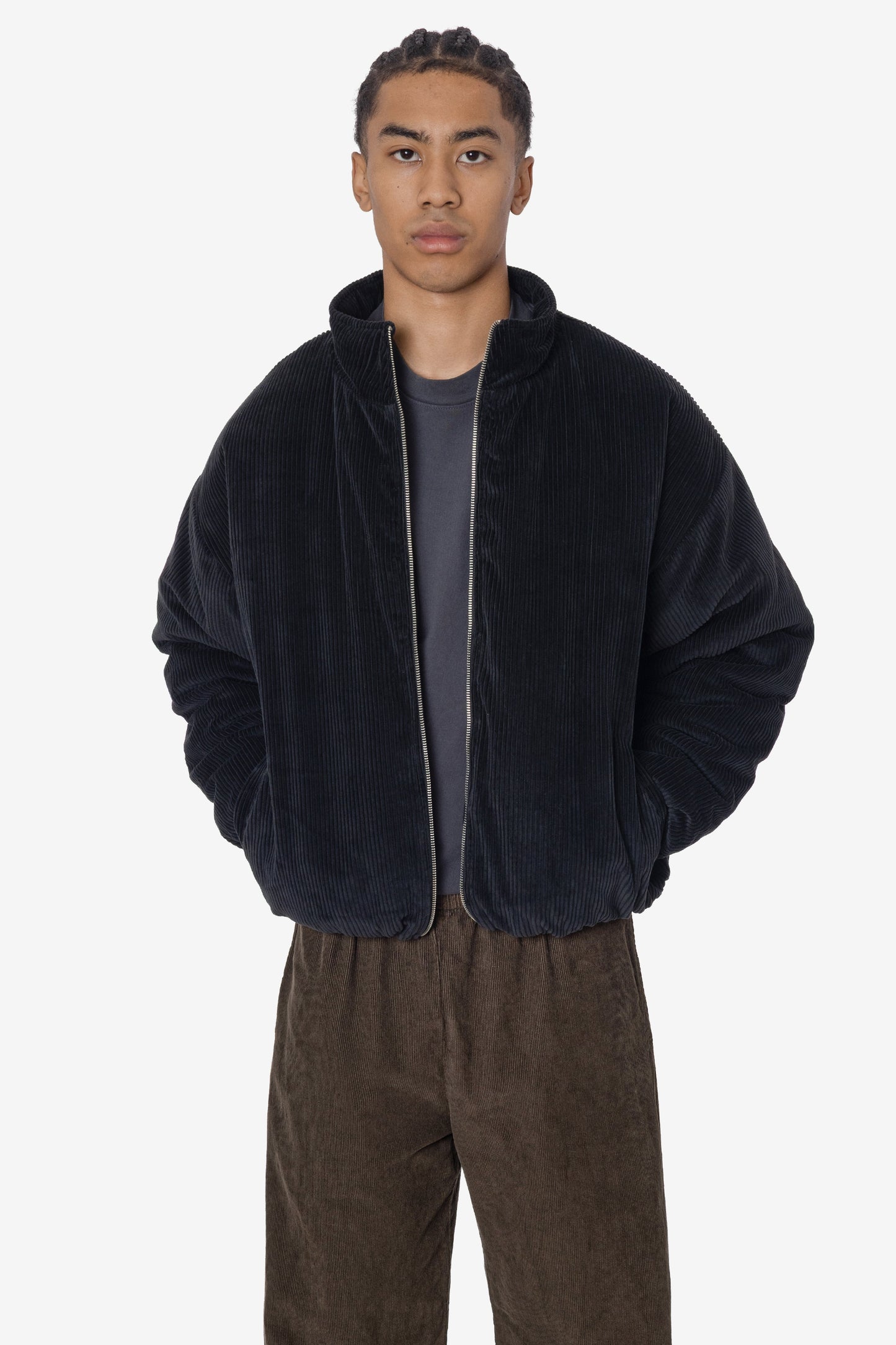 CD410PD - Corduroy Puffy Zip Up Jacket