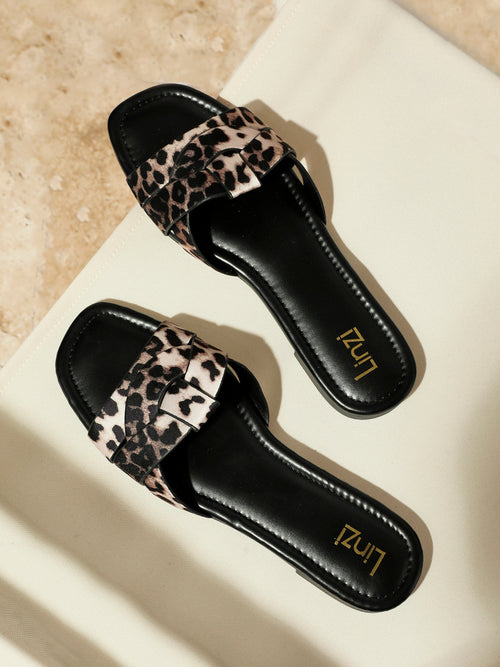 Fletcher Leopard Print Slider Sandals