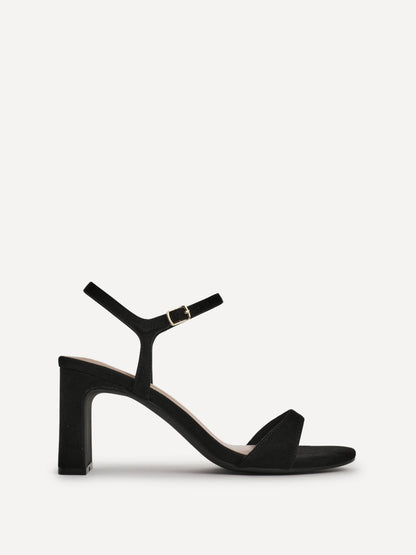 Charisma Black Faux Suede Heeled Sandals