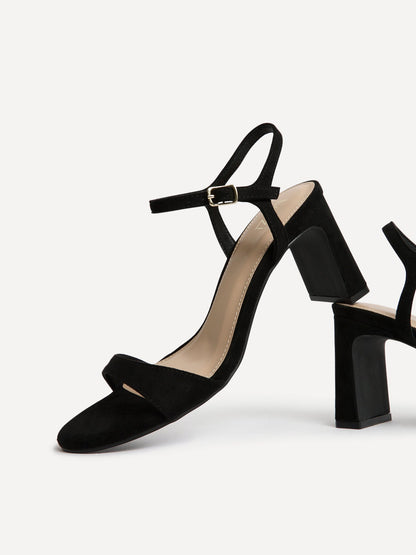 Charisma Black Faux Suede Heeled Sandals
