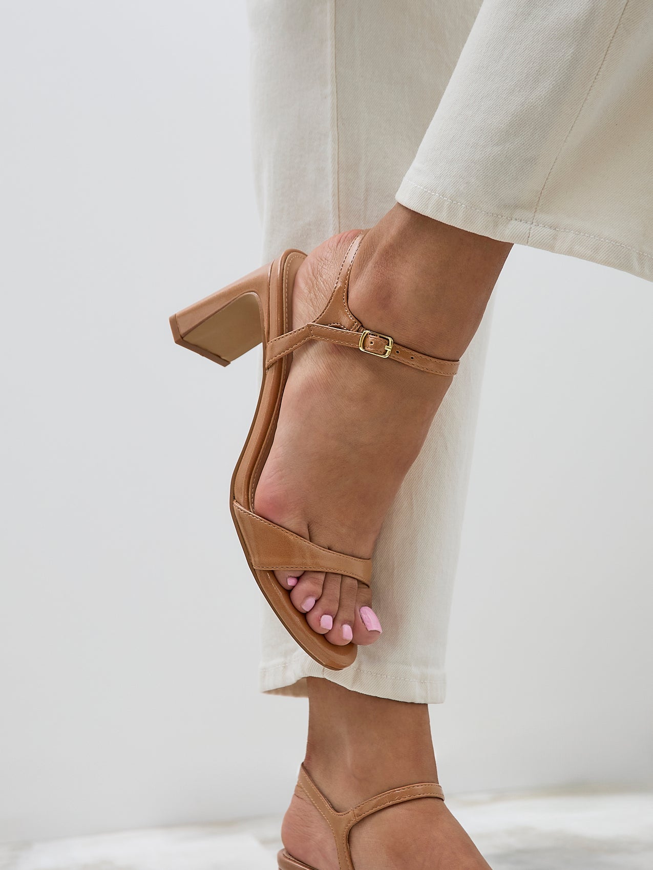 Charisma Camel Faux Leather Heeled Sandals