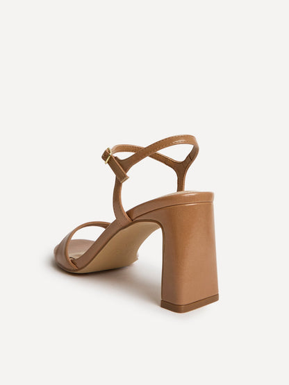 Charisma Camel Faux Leather Heeled Sandals