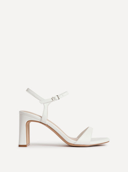 Charisma White Faux Leather Heeled Sandals