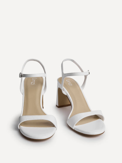Charisma White Faux Leather Heeled Sandals