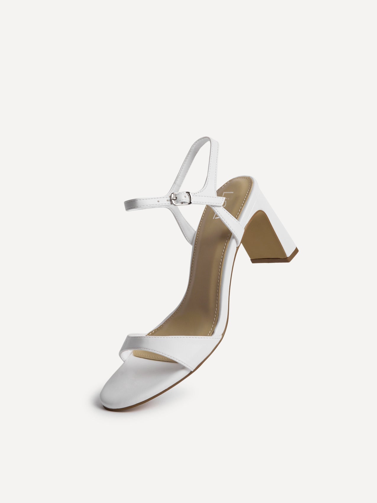 Charisma White Faux Leather Heeled Sandals
