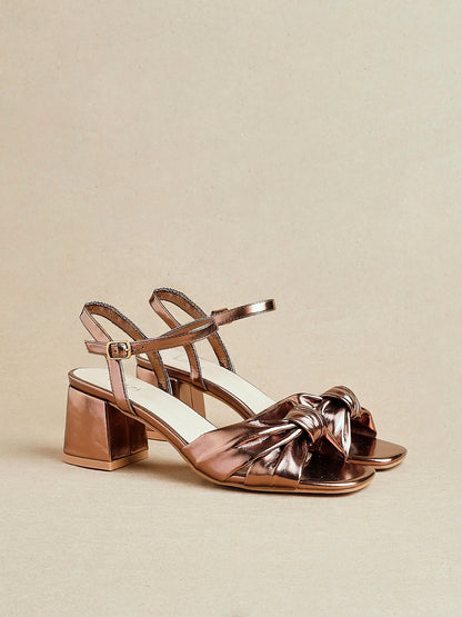 Charlotte Bronze Faux Leather Knotted Heels
