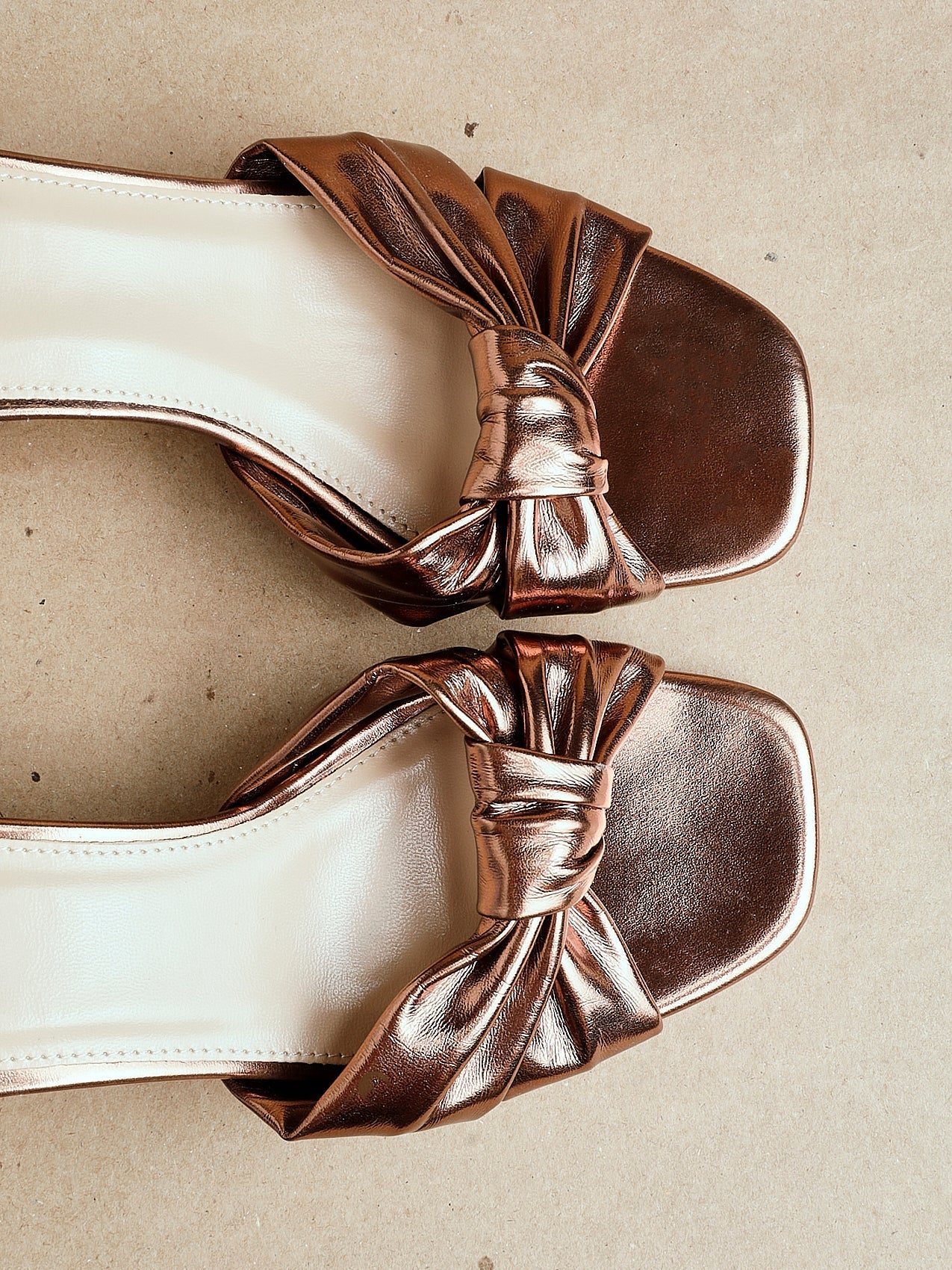 Charlotte Bronze Faux Leather Knotted Heels