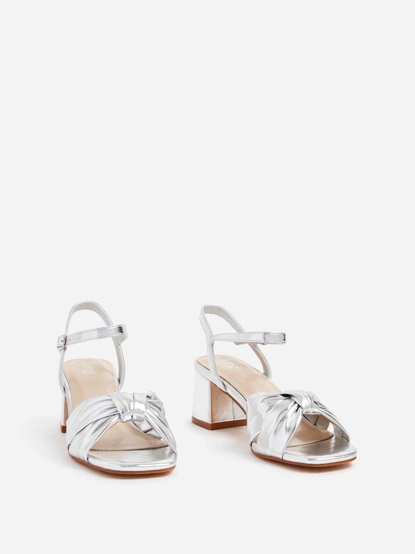 Charlotte Silver Faux Leather Knotted Heels