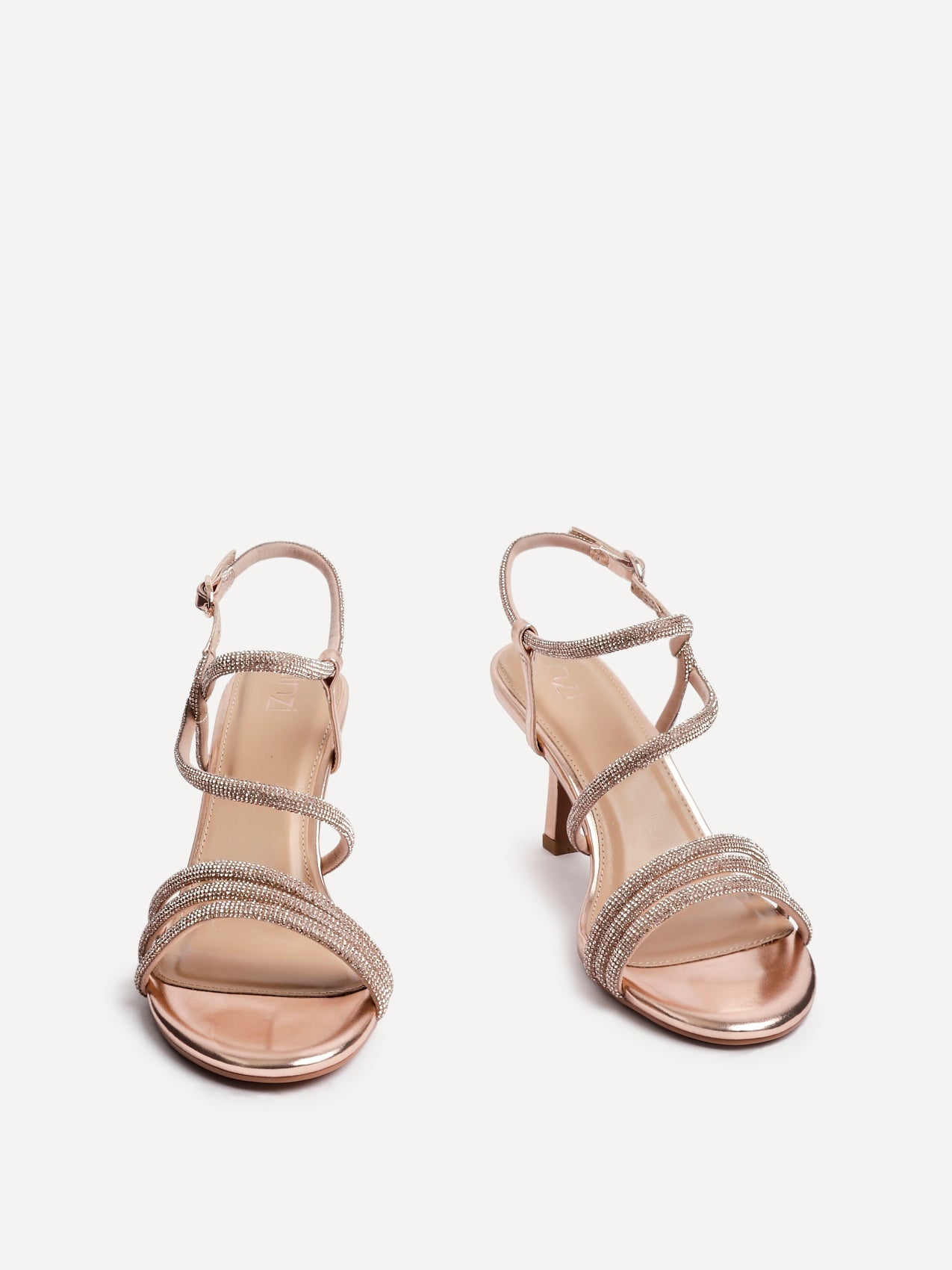 Charm Rose Gold Strappy Diamante Heels