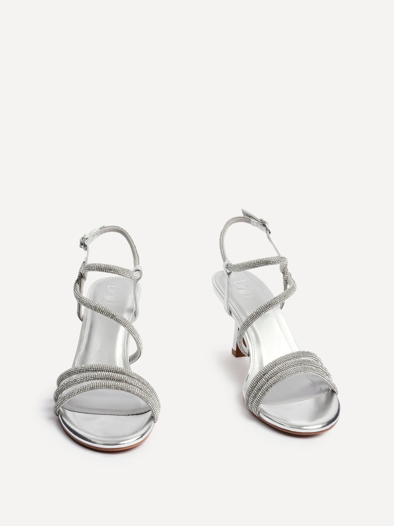 Charm Silver Strappy Diamante Heels