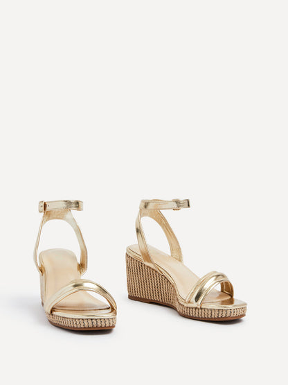 Chelsea Gold Wedged Sandals