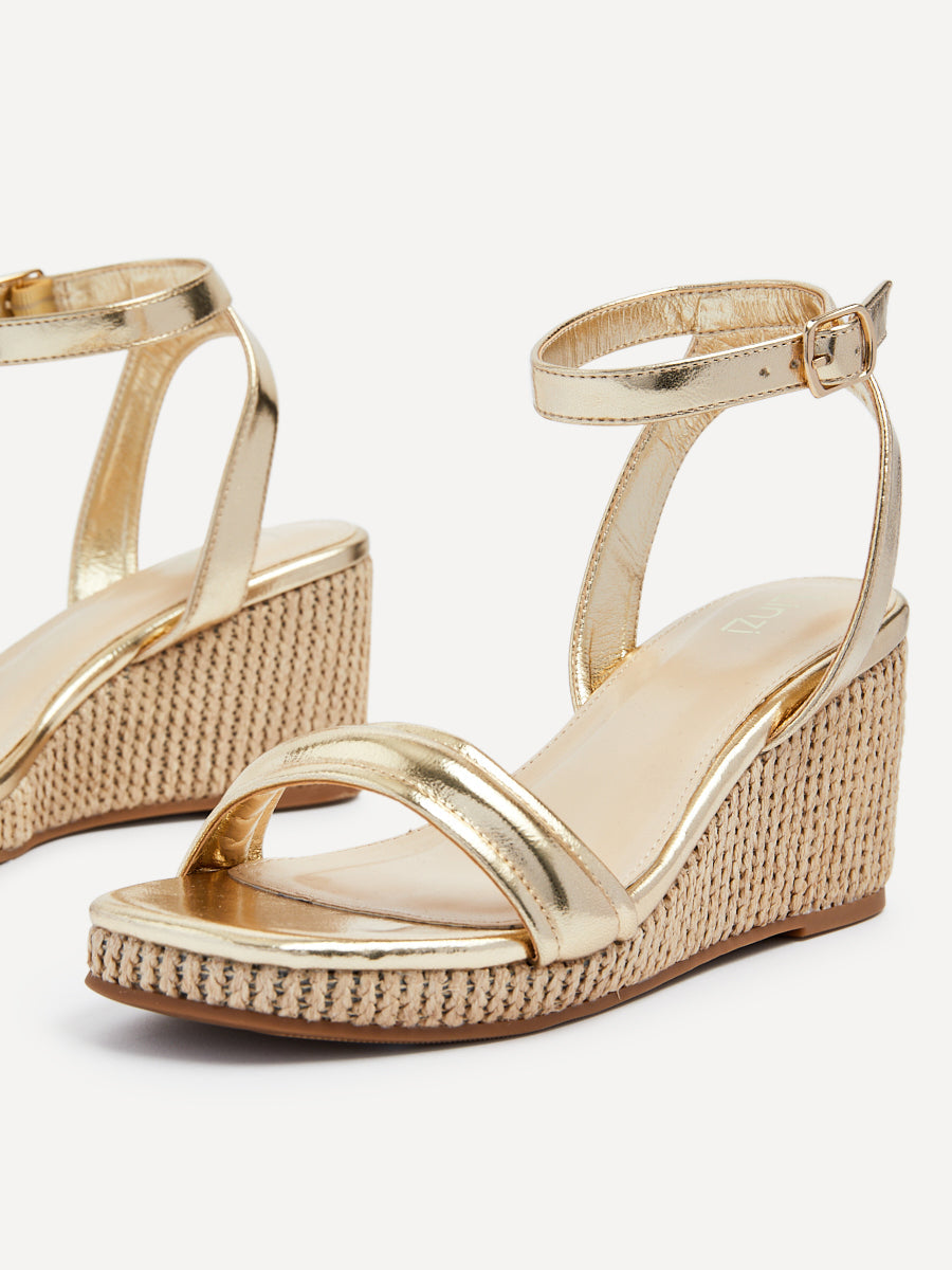 Chelsea Gold Wedged Sandals