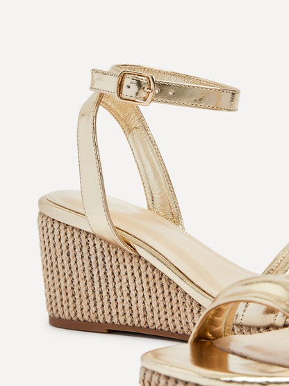 Chelsea Gold Wedged Sandals