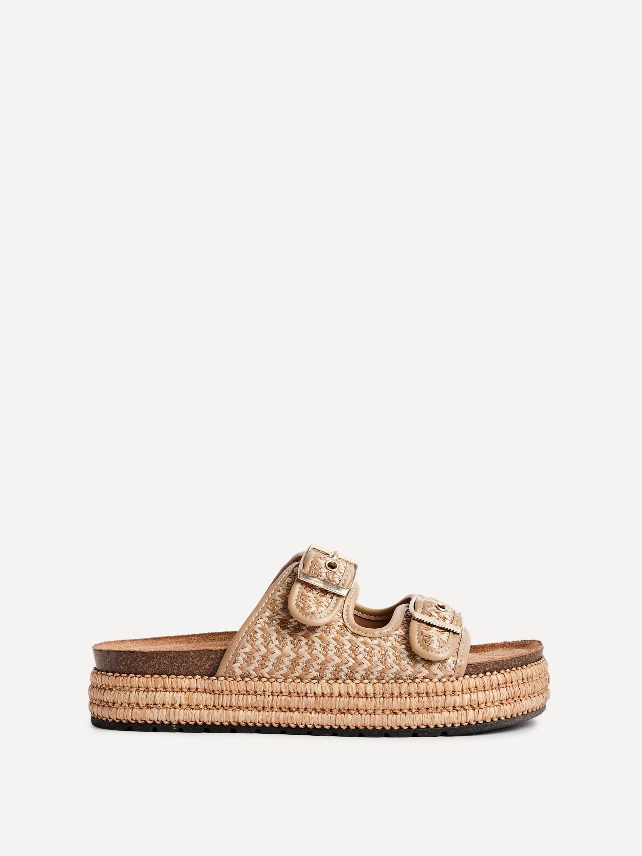 Cici Beige Flatform Slider Sandals
