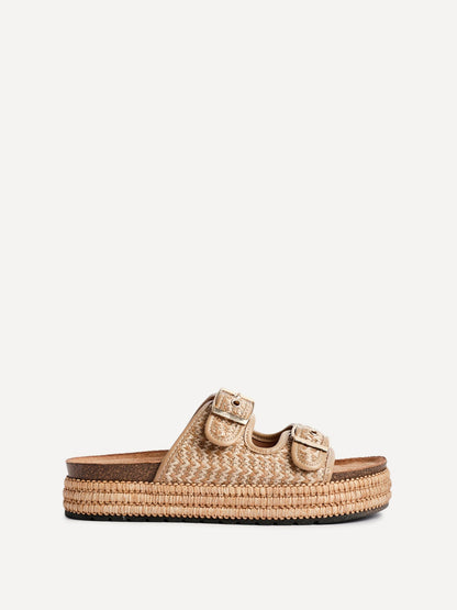 Cici Beige Flatform Slider Sandals