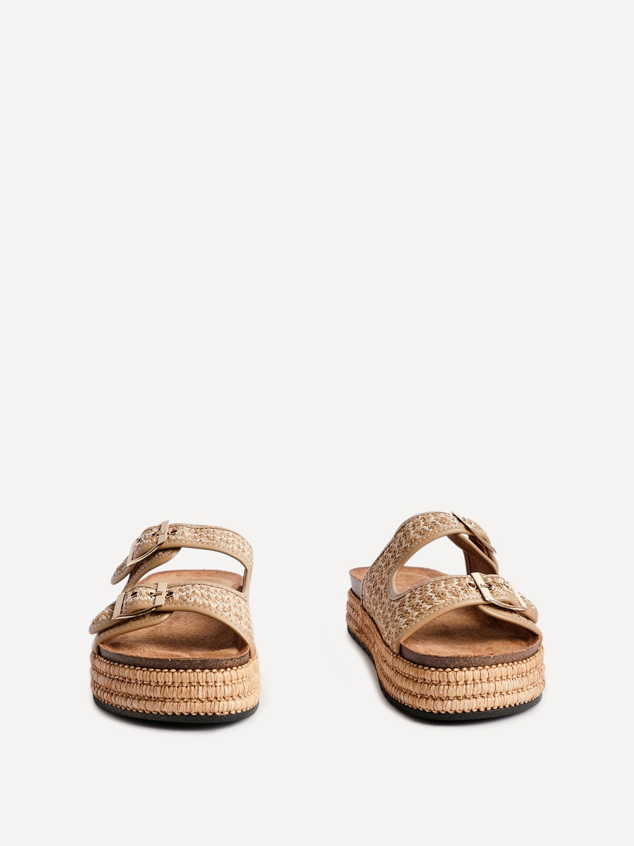 Cici Beige Flatform Slider Sandals