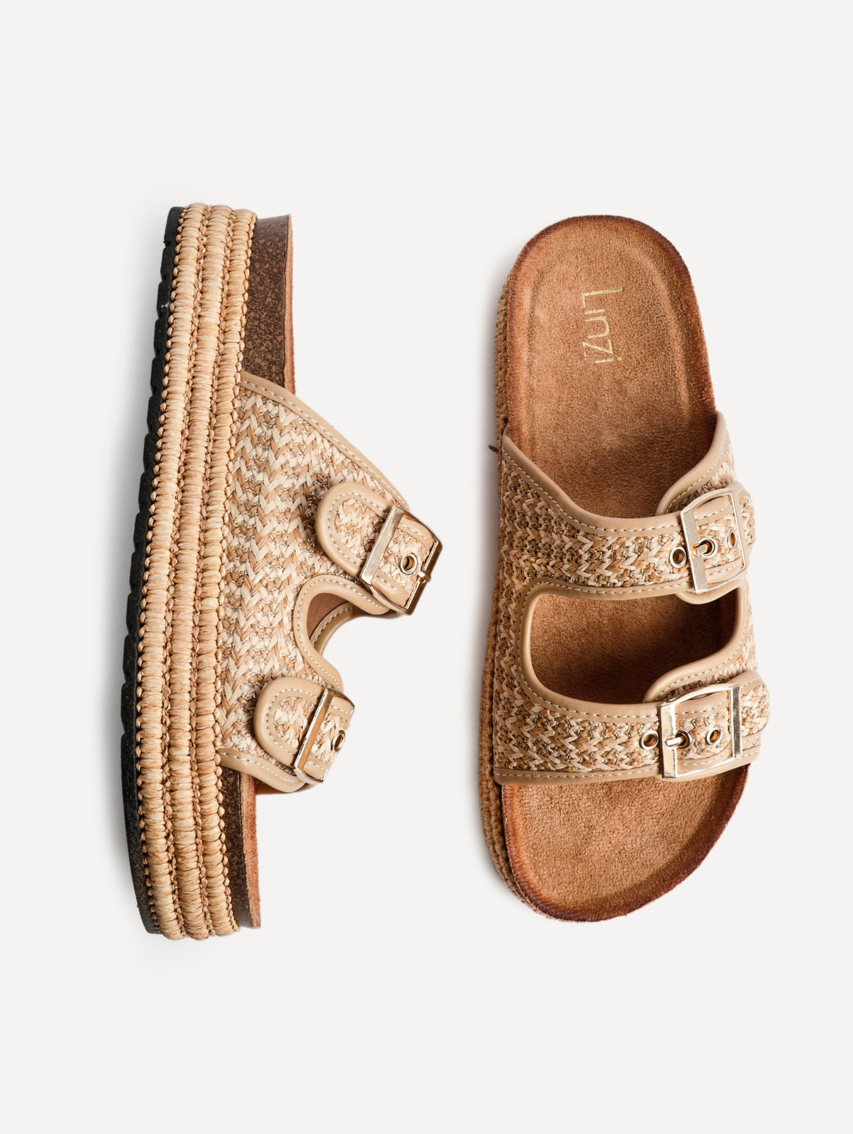Cici Beige Flatform Slider Sandals