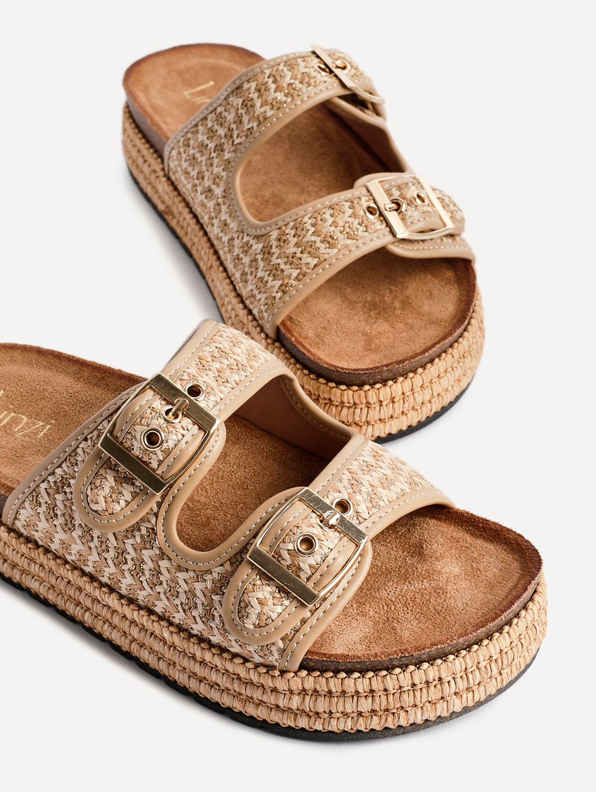Cici Beige Flatform Slider Sandals