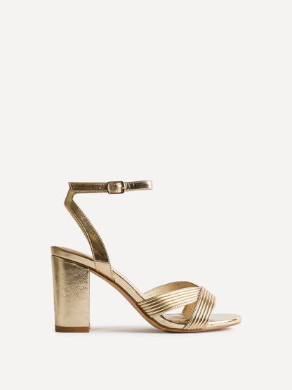 City Gold Faux Leather Heeled Sandals