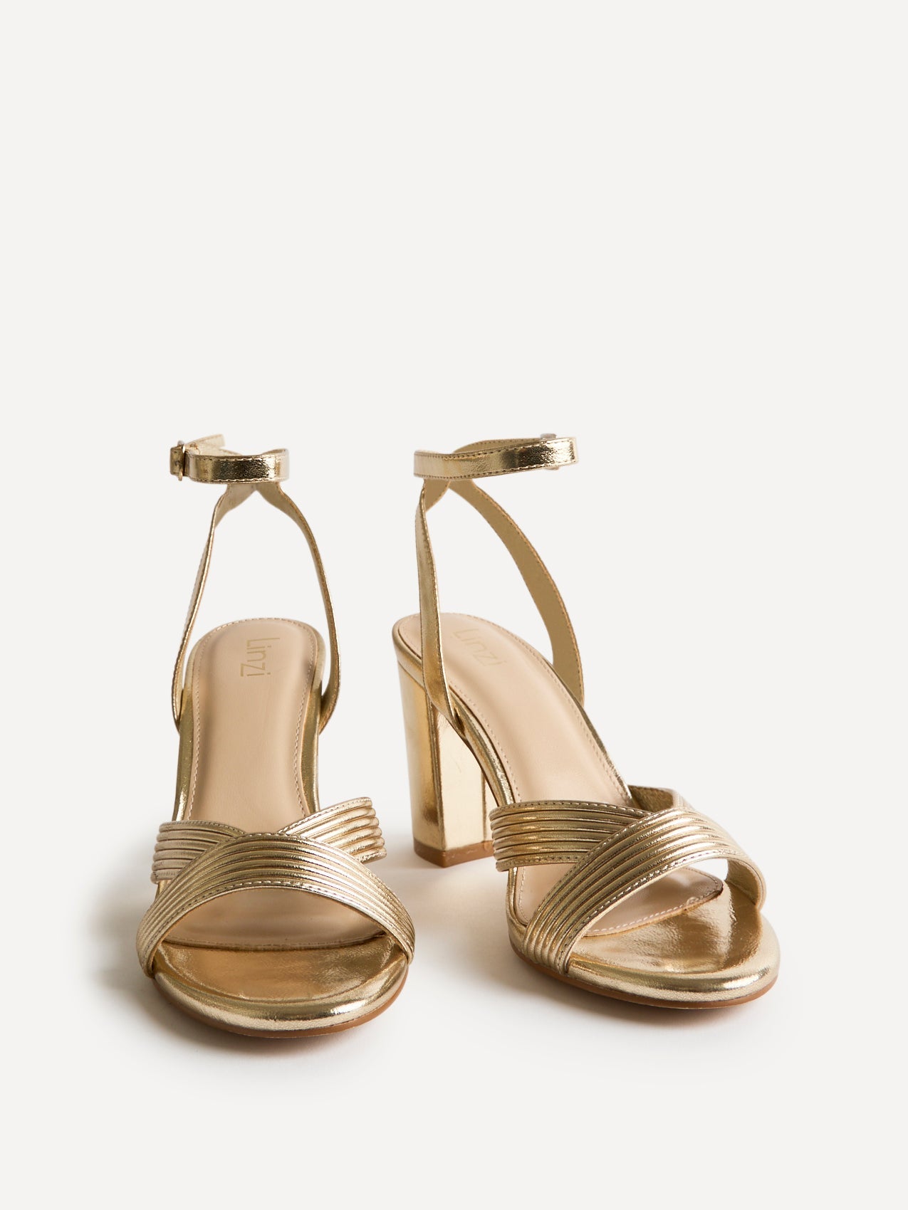 City Gold Faux Leather Heeled Sandals