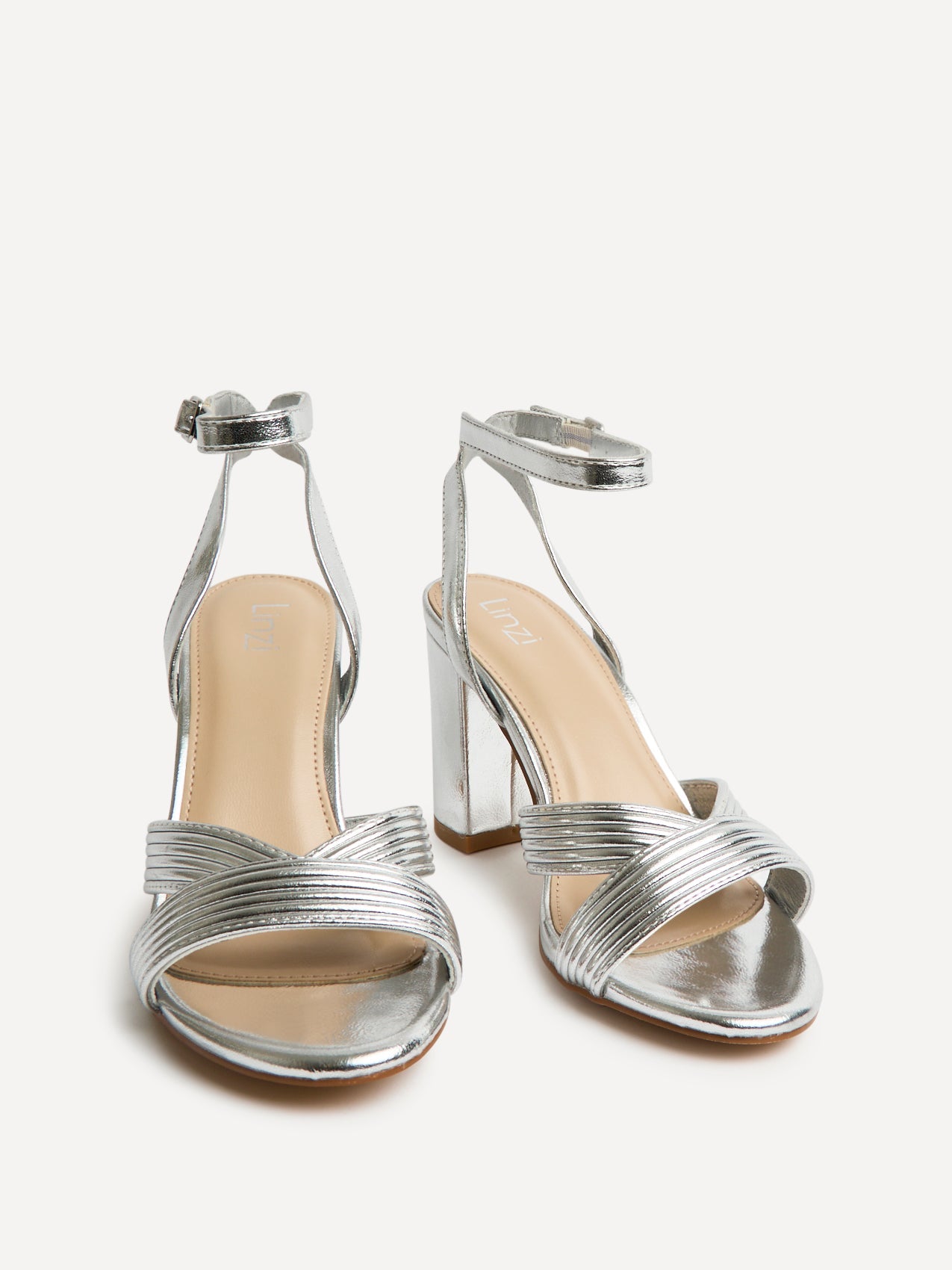 City Silver Faux Leather Heeled Sandals
