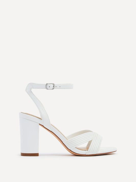 City White Faux Leather Heeled Sandals