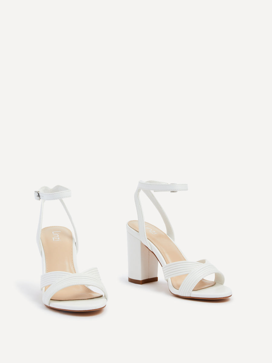 City White Faux Leather Heeled Sandals