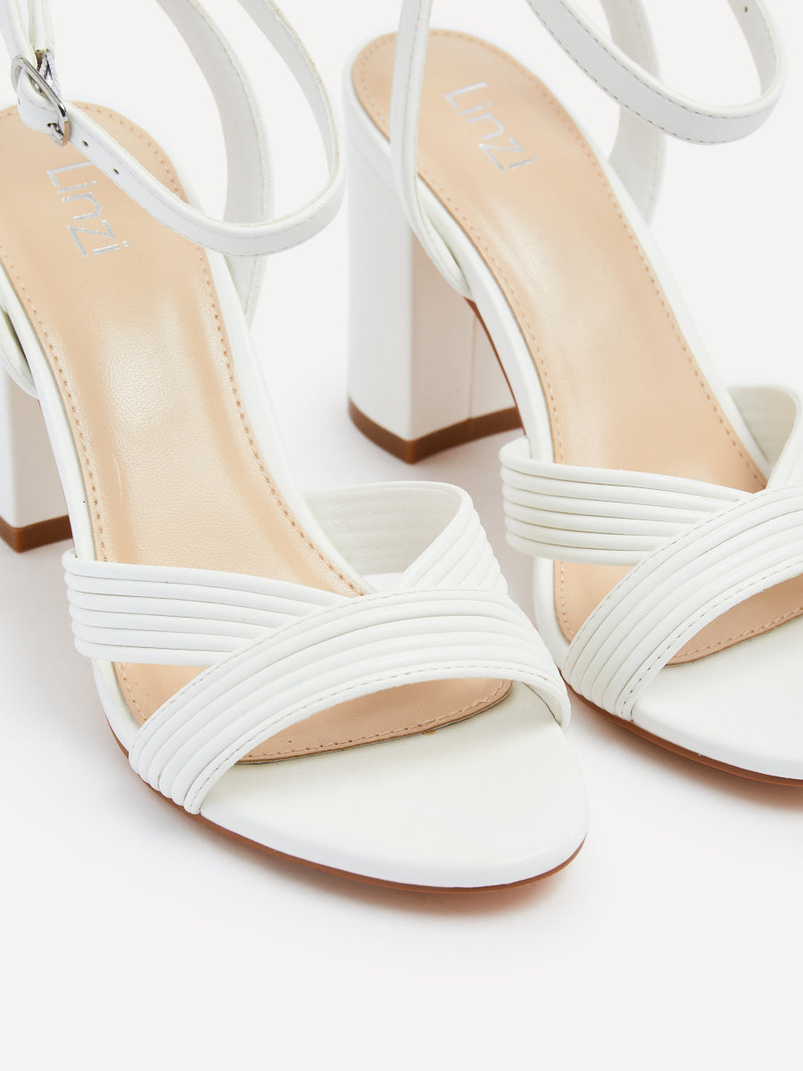 City White Faux Leather Heeled Sandals