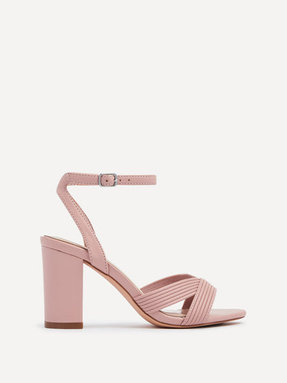 City Dusky Pink Faux Leather Heeled Sandals