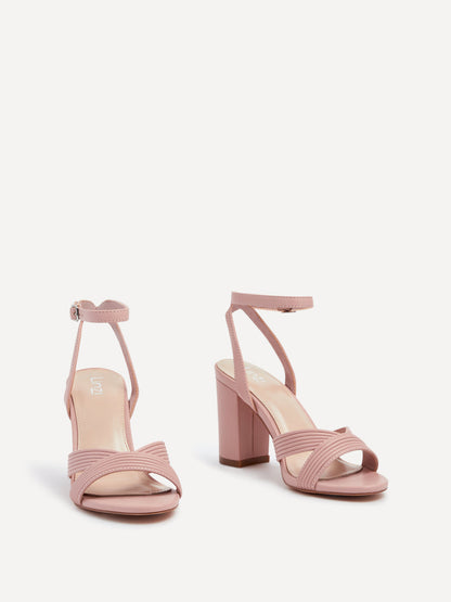 City Dusky Pink Faux Leather Heeled Sandals