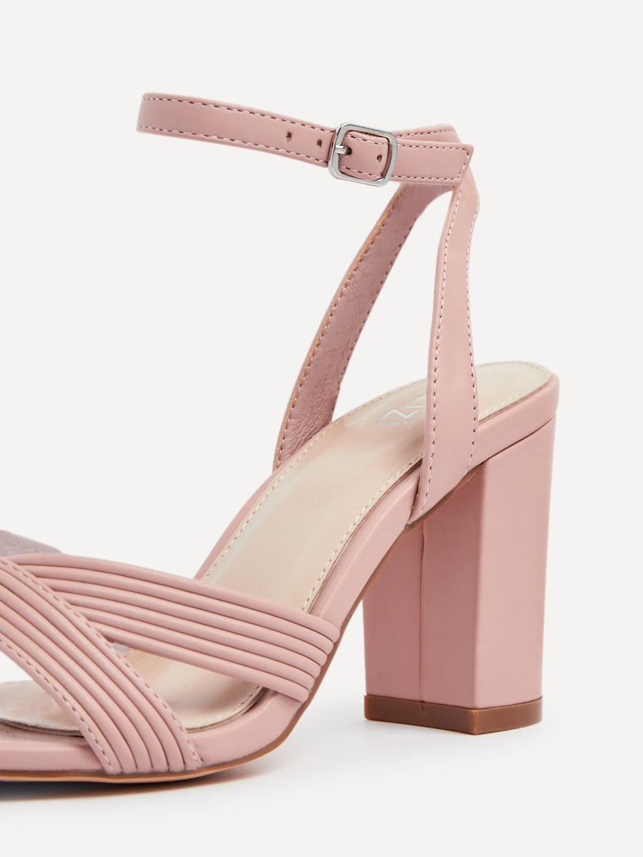 City Dusky Pink Faux Leather Heeled Sandals