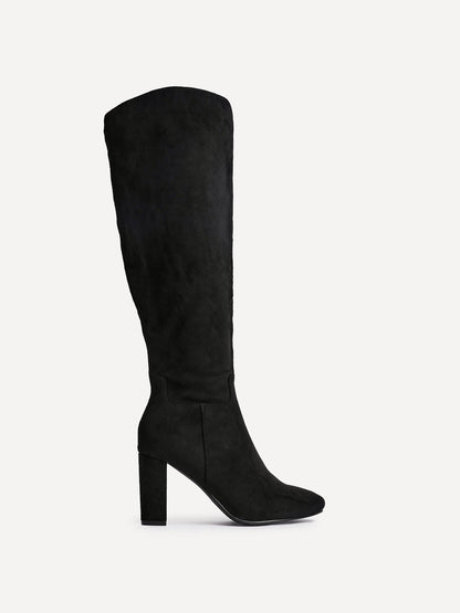 Claim Black Long Block Heeled Boots