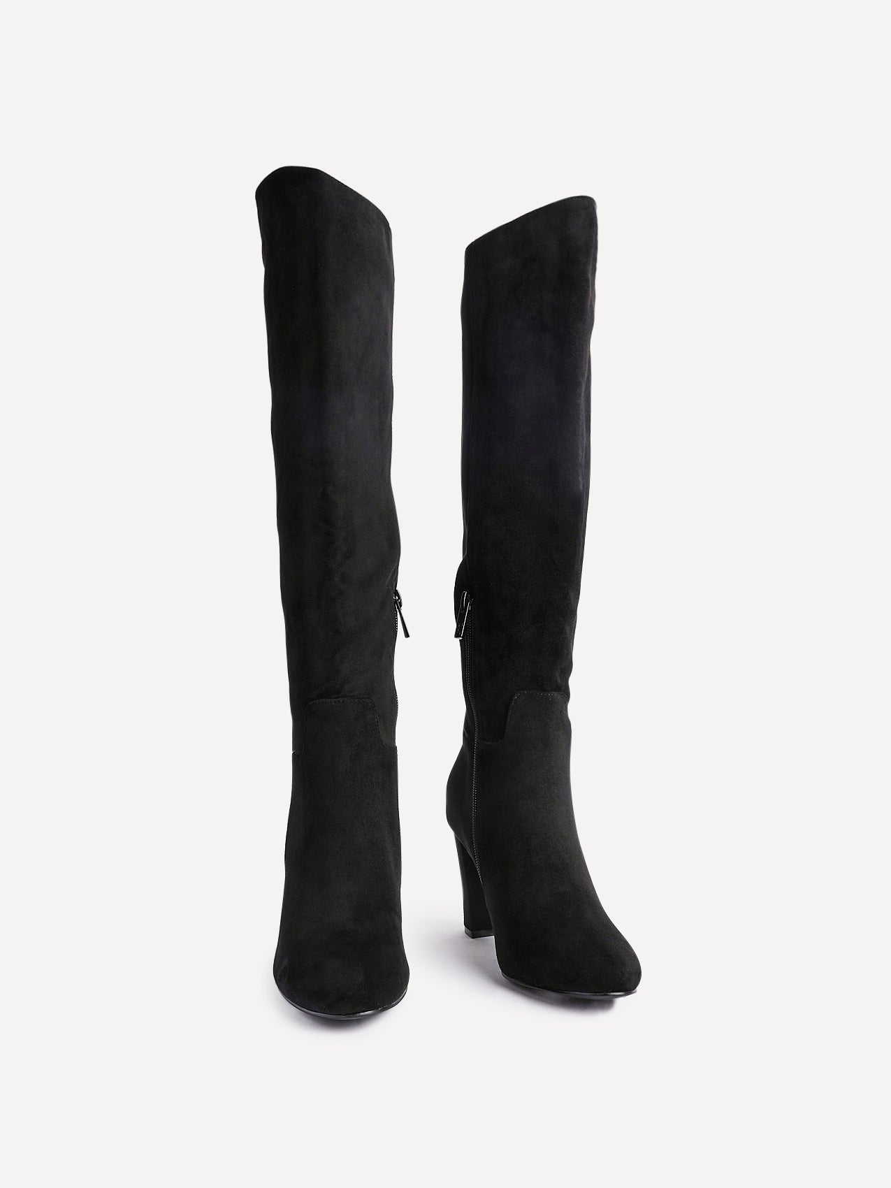Claim Black Long Block Heeled Boots