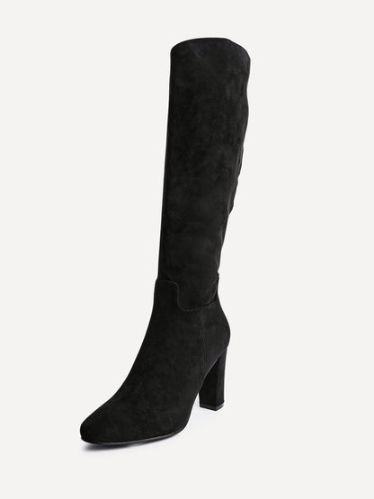Claim Black Long Block Heeled Boots