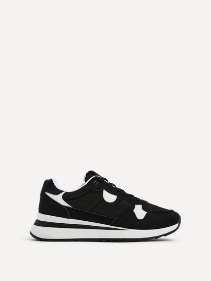 Clapham Black Wedged Trainers
