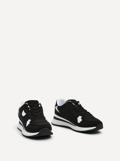 Clapham Black Wedged Trainers