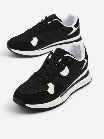 Clapham Black Wedged Trainers