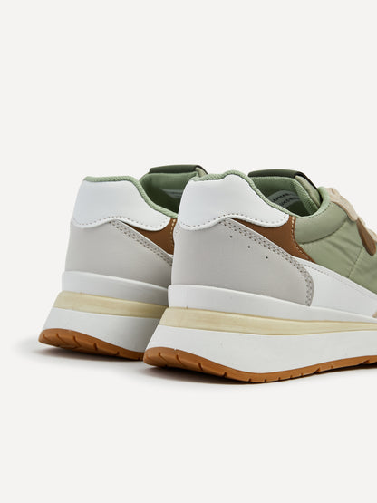 Clapham Khaki Wedged Trainers