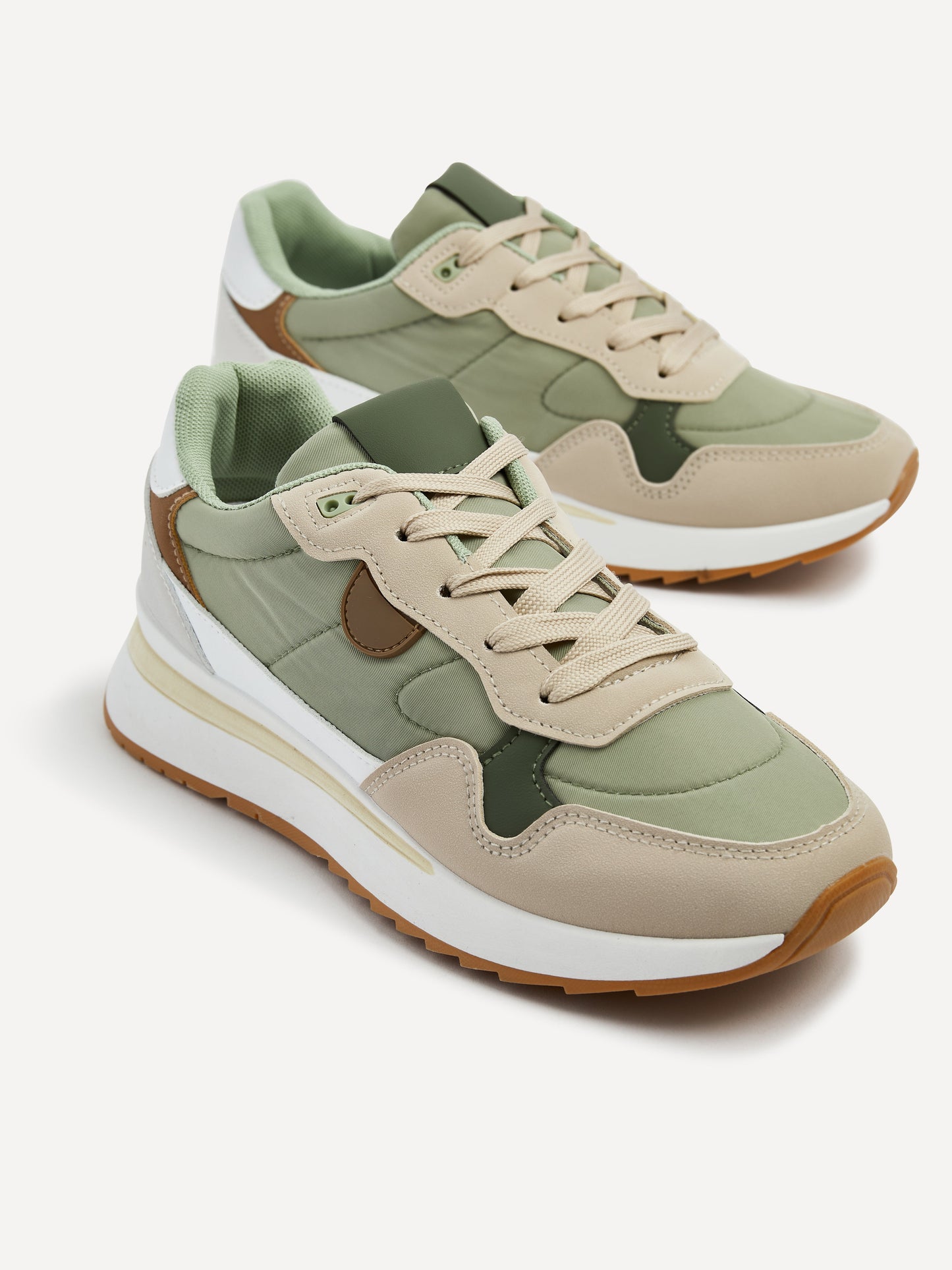 Clapham Khaki Wedged Trainers