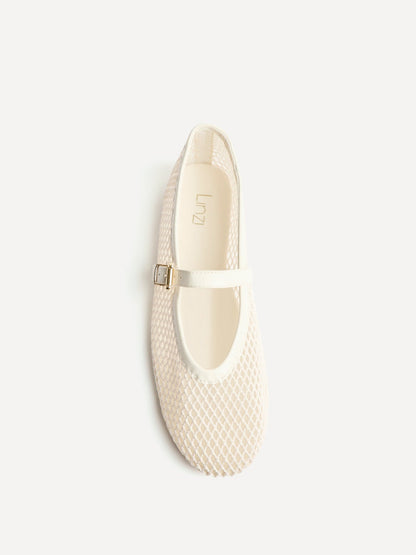 Clara Ivory Mesh Mary Jane Pumps