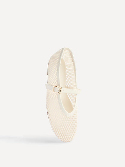 Clara Ivory Mesh Mary Jane Pumps