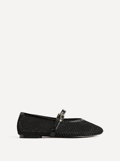 Clara Black Mesh Mary Jane Pumps