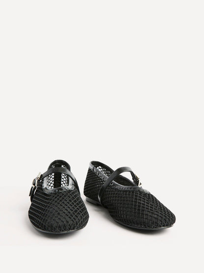 Clara Black Mesh Mary Jane Pumps