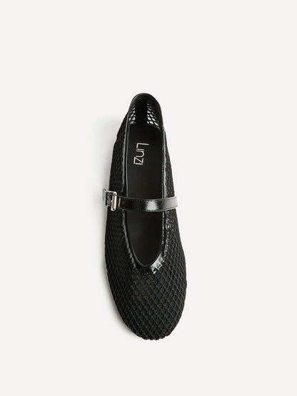 Clara Black Mesh Mary Jane Pumps