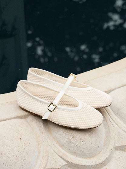 Clara Ivory Mesh Mary Jane Pumps