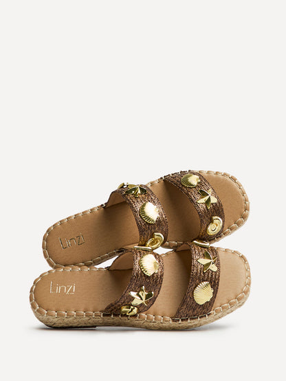 Clarity Brown Raffia Embellished Sliders