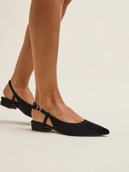 Clasica Black Velvet Pointed Toe Ballet Flats
