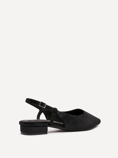 Clasica Black Velvet Pointed Toe Ballet Flats